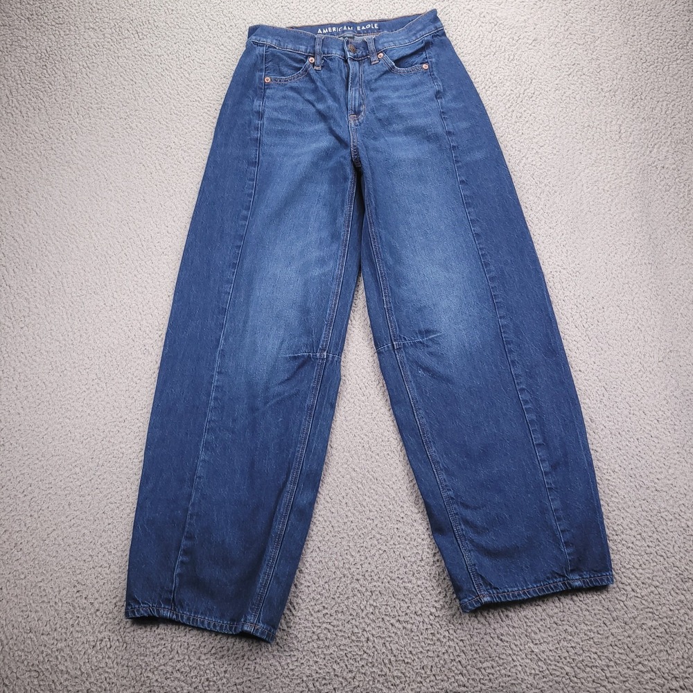 AMERICAN EAGLE Jeans Size 000 Dreamy Drape Barrel Leg Strigid Denim 24x27
